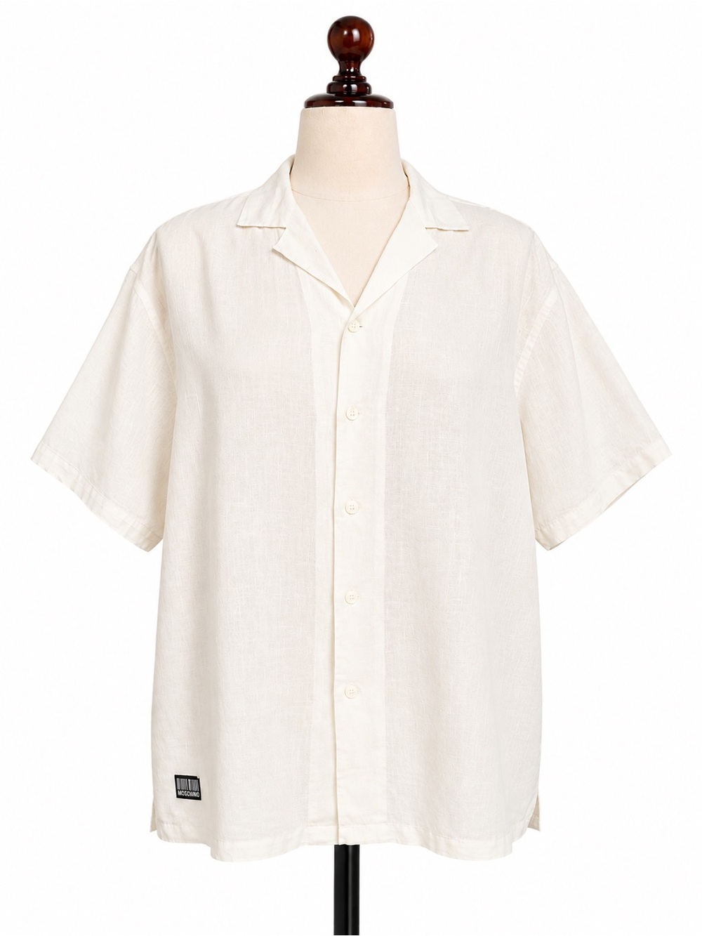 Moschino Cream Short-Sleeve Button-Down Camp Shirt